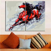 Paint by Numbers Red Horse Modern Animal Art2 Panel (Duo)